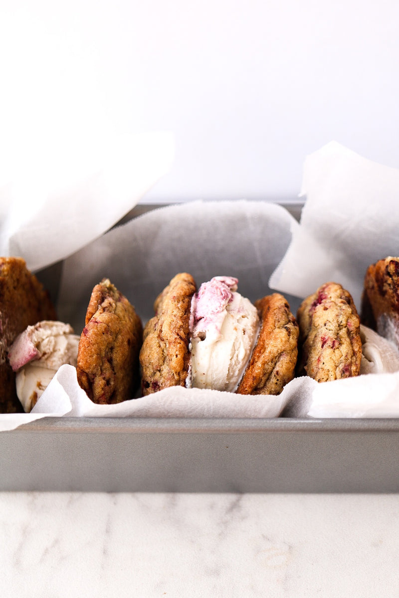 Raspberry Chocolate Chunk Ice Cream Sandwiches