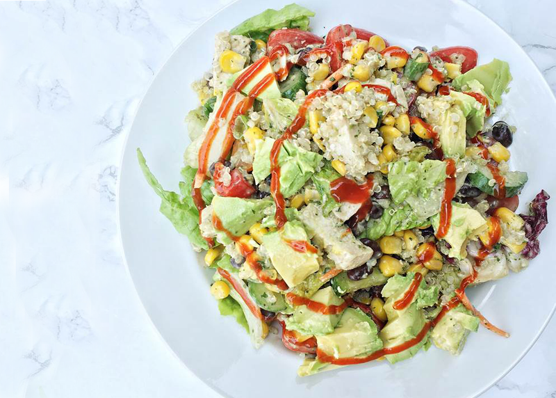 Mexican Chopped Quinoa Salad with Cilantro Jalapeño Dressing