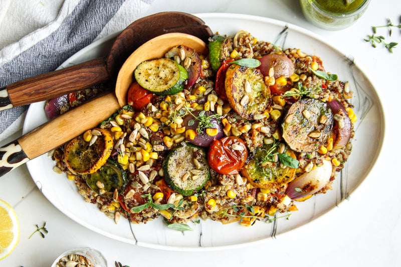 Quinoa Salad with Summer Veg & Basil Vinaigrette